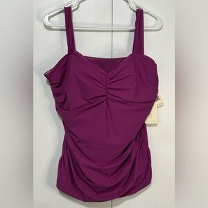 Profile by Gottex Warm Violet Women size 22W Purple Ruched Swim Tankini New